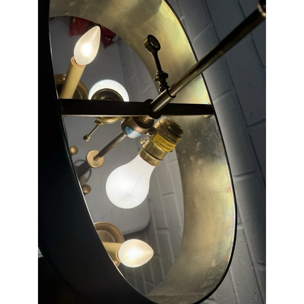 Classic Chapman French Horn Style Buillotte Lamp with Oblong Metal Shade 29